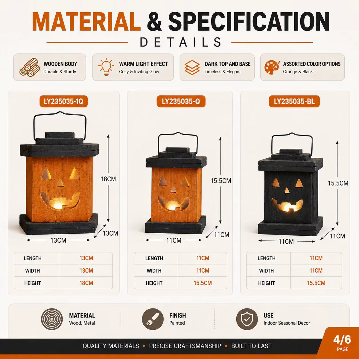 木製ハロウィンパンプキンランタン