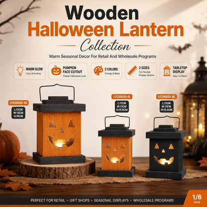 木製ハロウィンパンプキンランタン