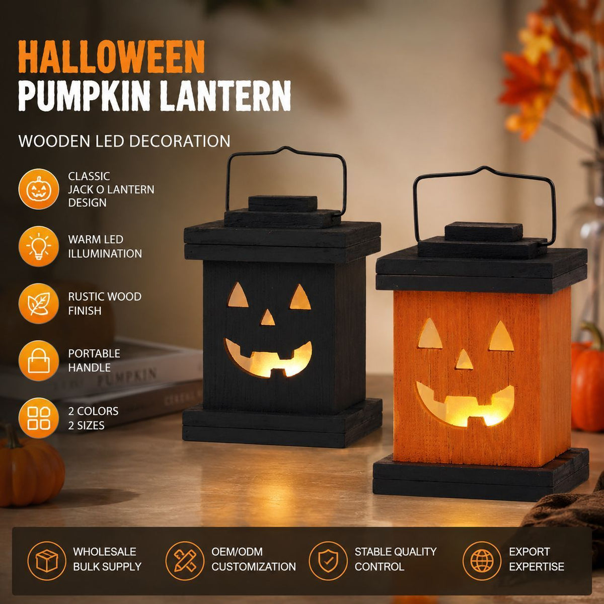 木製ハロウィンパンプキンランタン