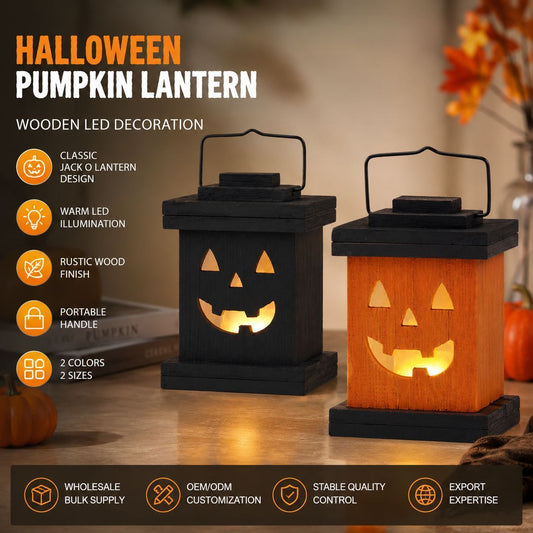木製ハロウィンパンプキンランタン